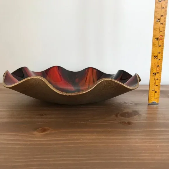 Seetusee Glassware Decorative Ruffled Glass Dish Leather Backed Mayfair Canada - Picture 4 of 6